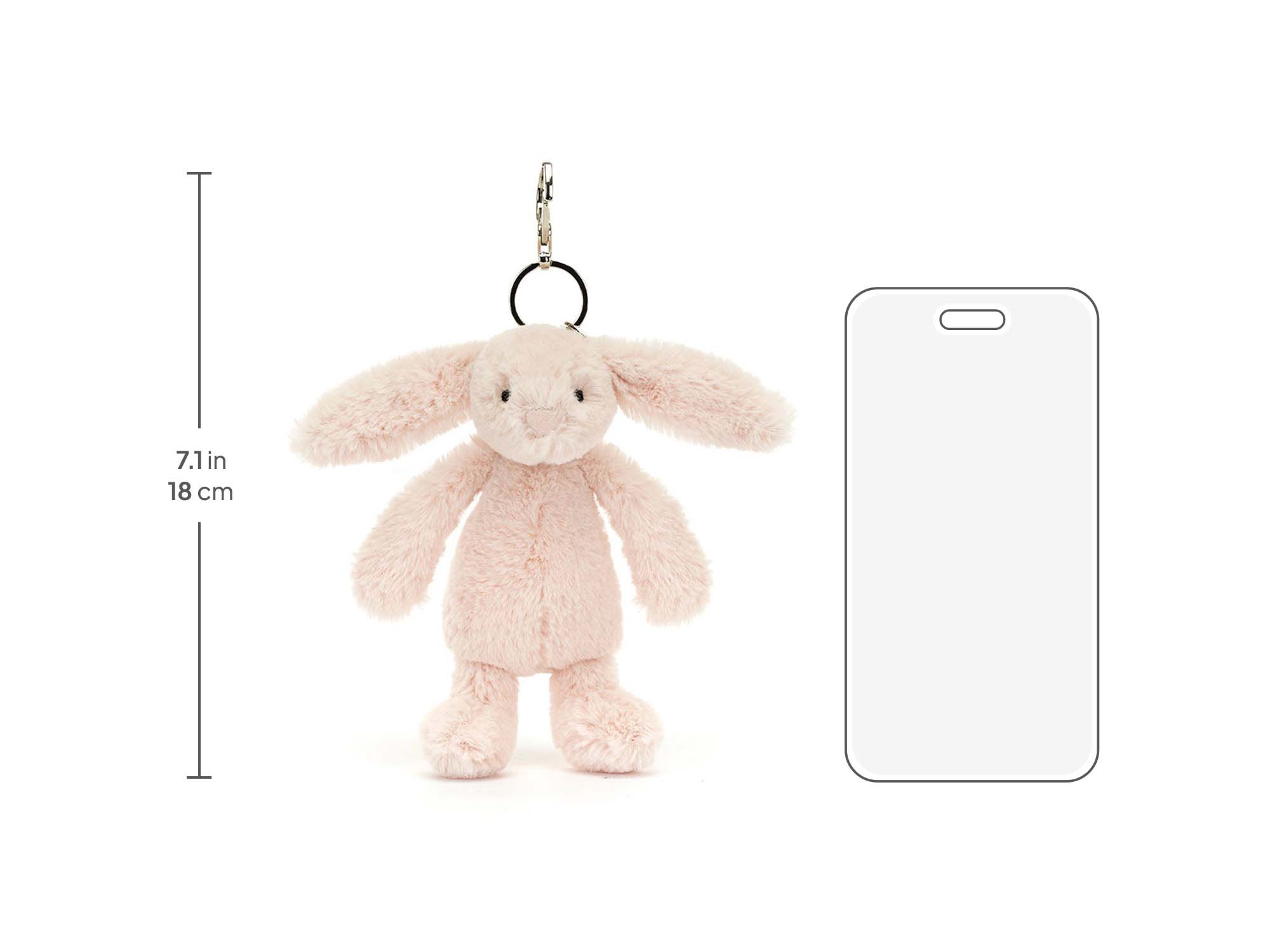 Bashful Blush Bunny Bag Charm, size chart