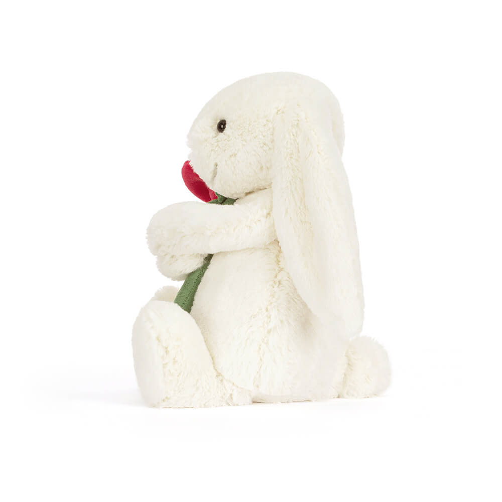 Cream-Bunny-with-Rose, View 2