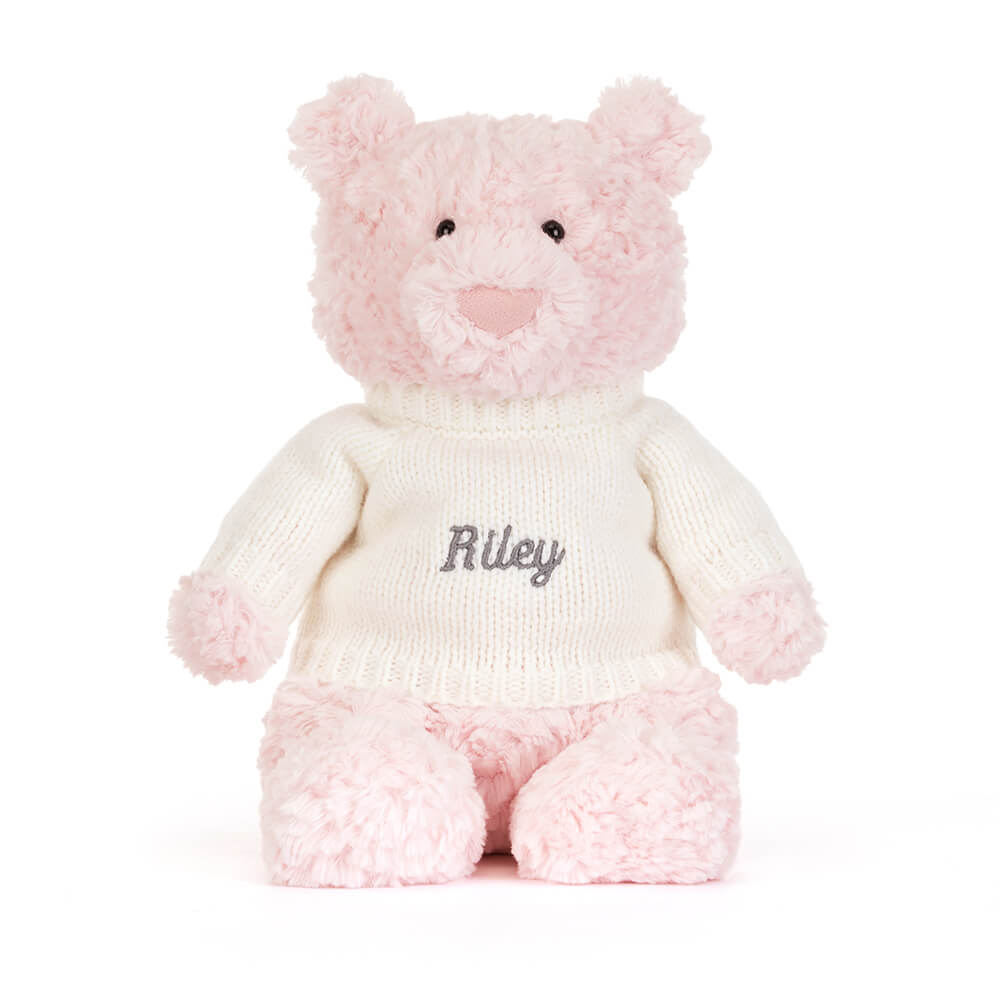 Leola Bear with Personalised Cream Jumper, View 4