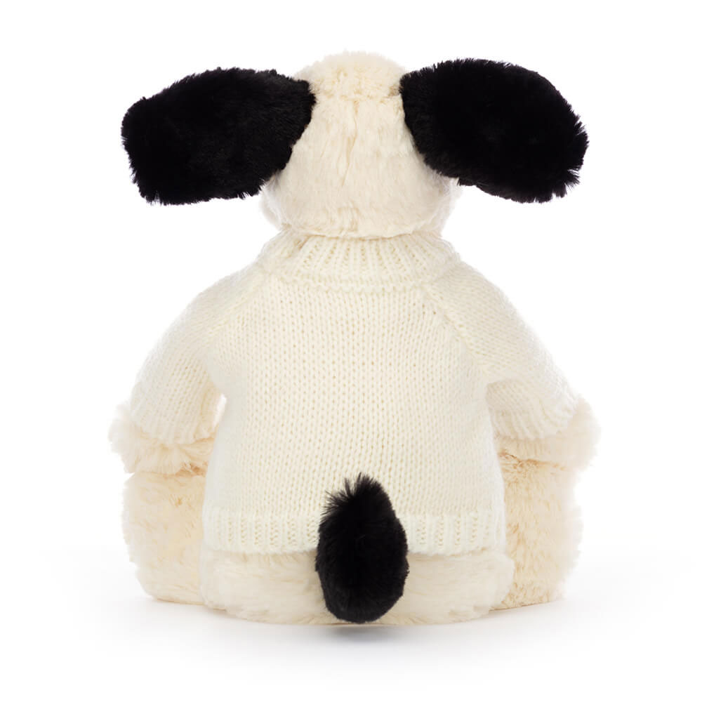 Bashful Black & Cream Puppy with Personalised Cream Jumper, View 3