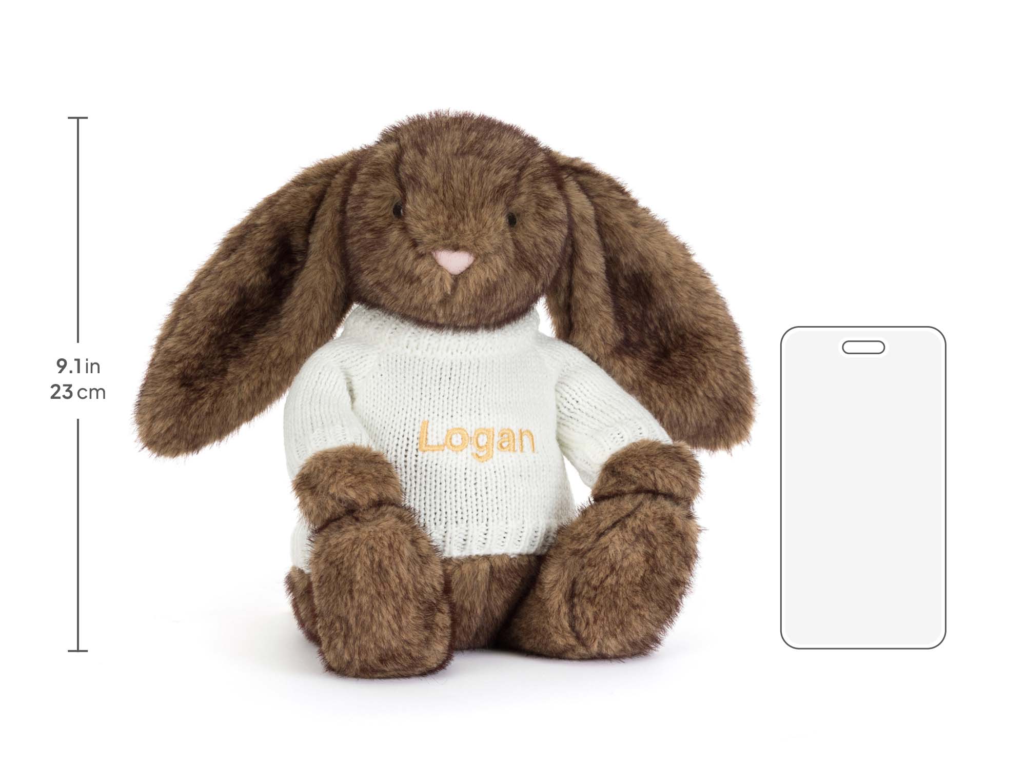 Hoppleston Luxe Bunny Original with Personalized Cream Jumper, size chart