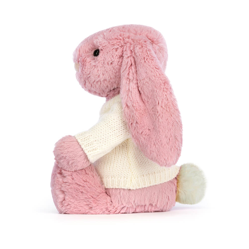 Bashful Tulip Pink Bunny with Personalised Cream Jumper, View 2