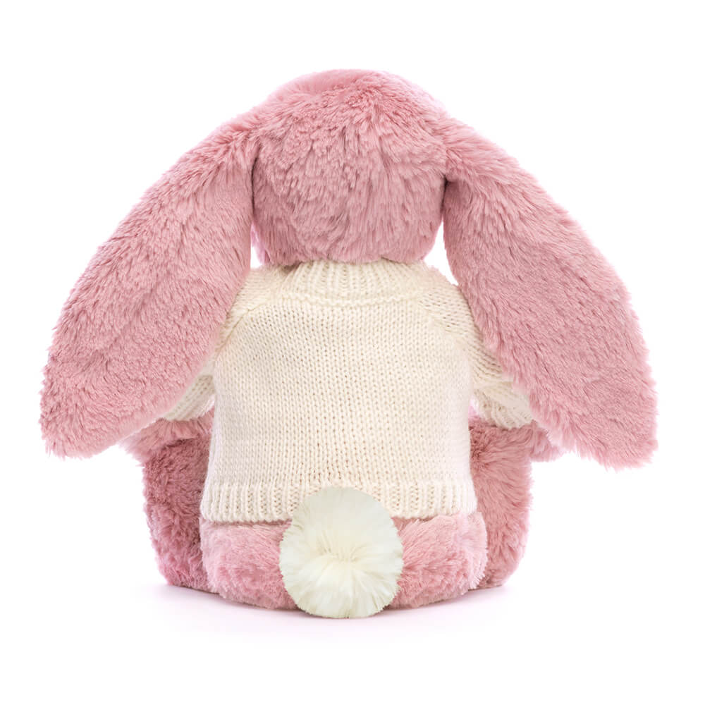 Bashful Tulip Pink Bunny with Personalised Cream Jumper, View 3