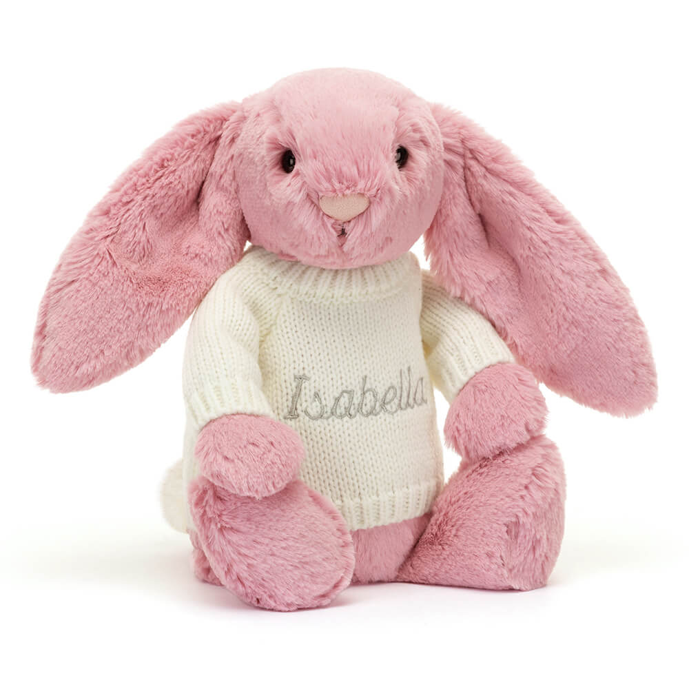 Bashful Tulip Pink Bunny with Personalised Cream Jumper, View 4
