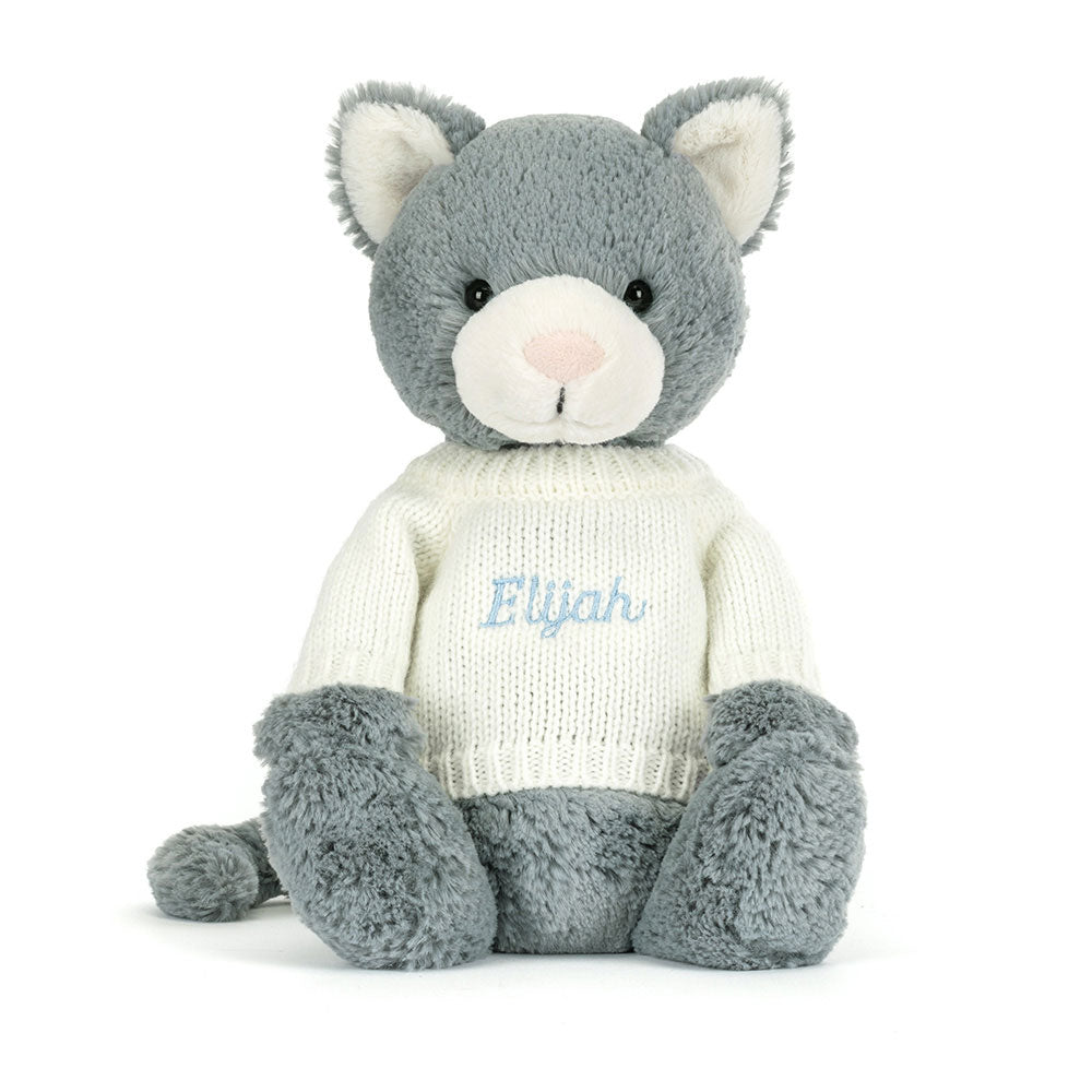 Bashful Kitten with Personalised Cream Jumper, View 4