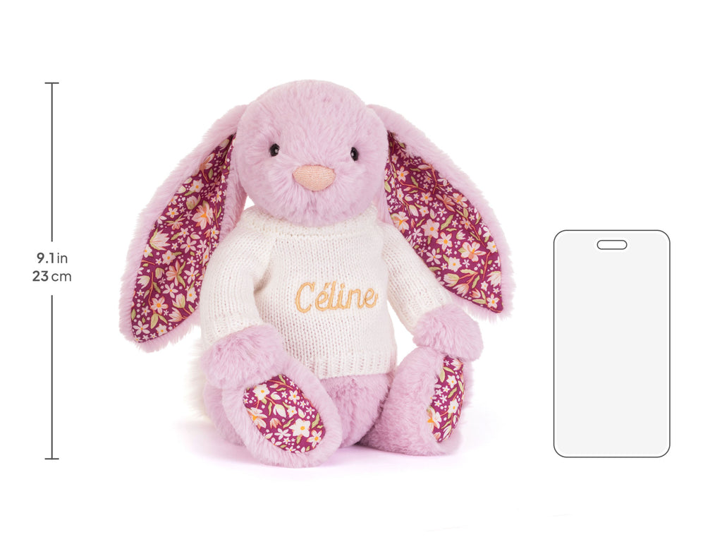 Thistlepop Blossom Luxe Bunny with Personalized Cream Jumper, size chart