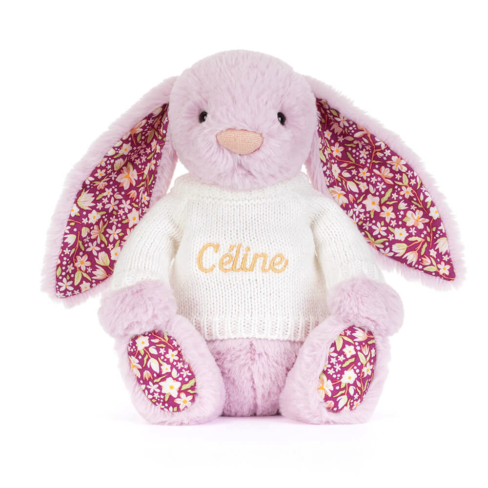 Thistlepop Blossom Luxe Bunny with Personalised Cream Jumper, View 4
