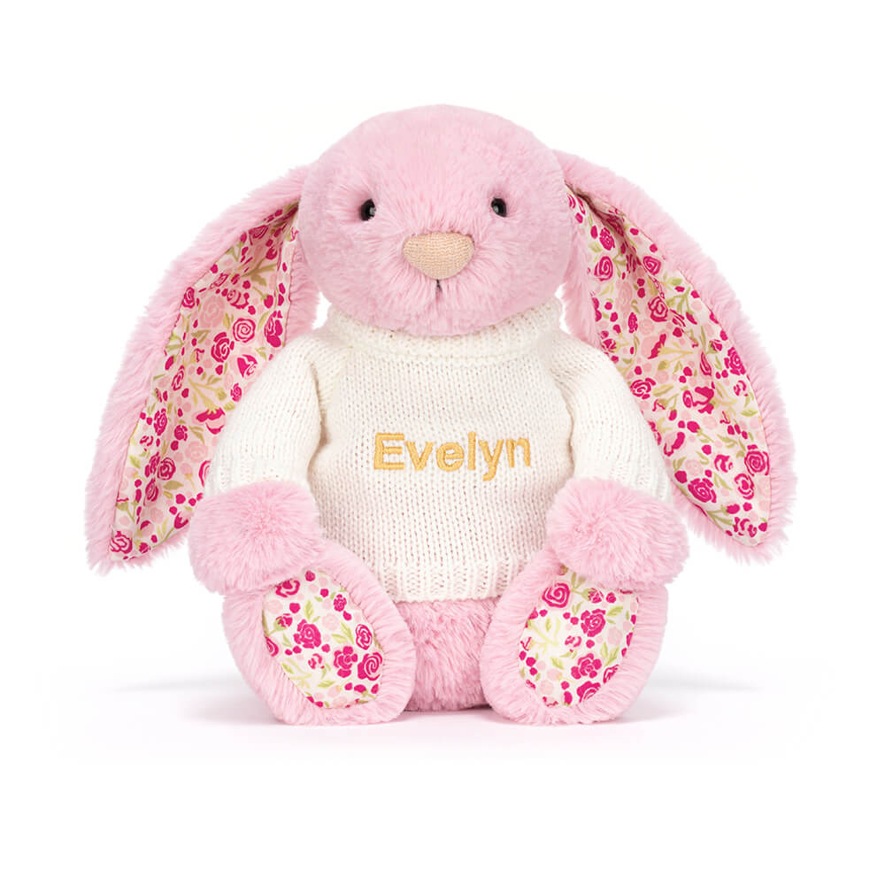 Blushkin Blossom Luxe Bunny with Personalised Cream Jumper, View 4