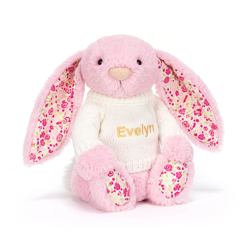 Blushkin Blossom Luxe Bunny with Personalised Cream Jumper, Main View