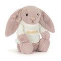 Bashful Luxe Bunny Rosa with Personalised Cream Jumper, Main View
