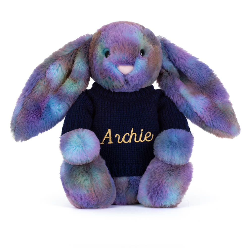 Zodihop Luxe Bunny with Personalised Navy Jumper, View 4
