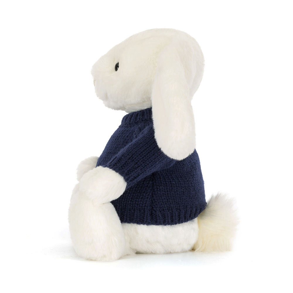 Bashful Luxe Bunny Luna with Personalised Navy Jumper, View 3