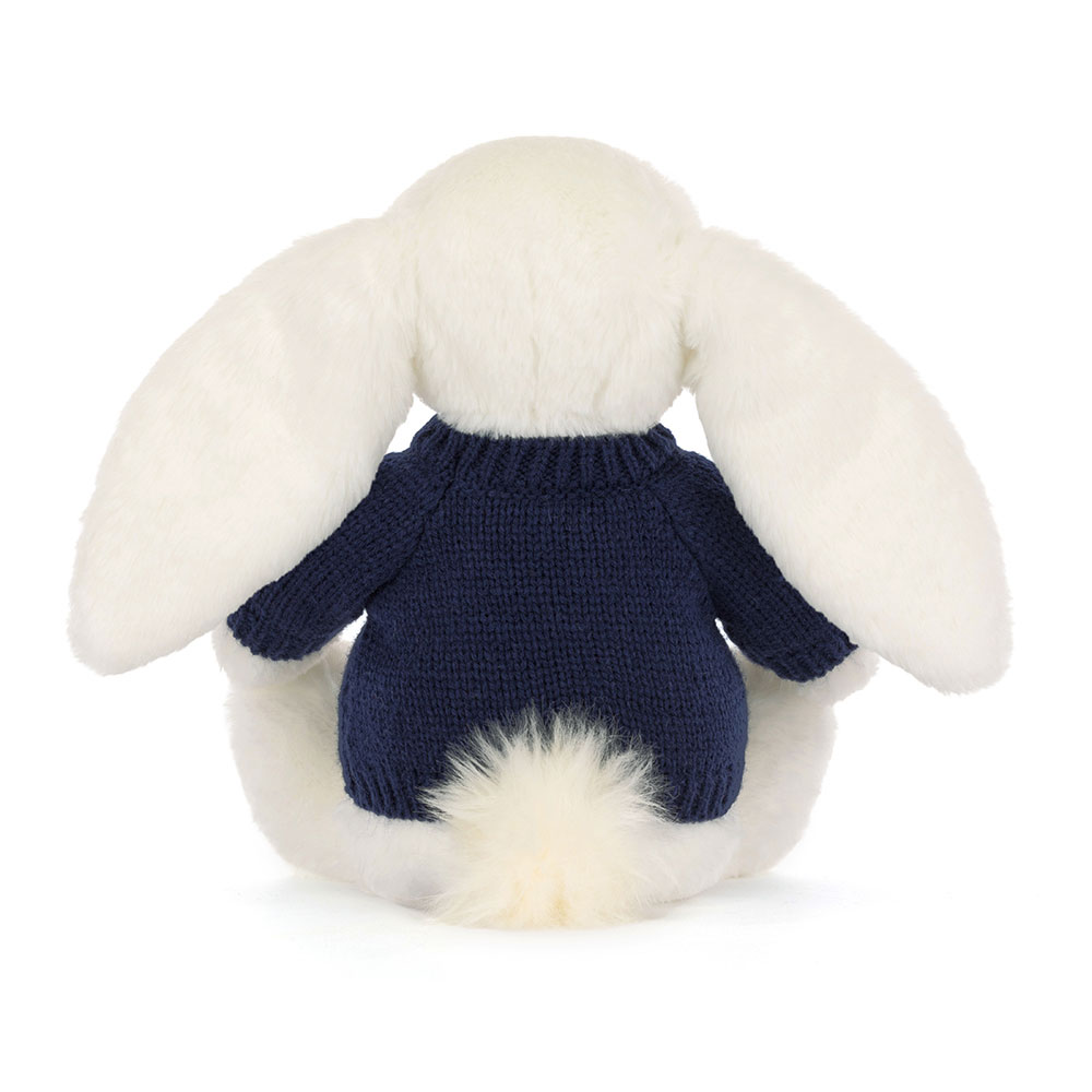 Bashful Luxe Bunny Luna with Personalised Navy Jumper, View 4