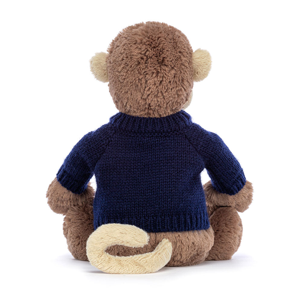 Bashful Monkey with Personalised Navy Jumper, View 4