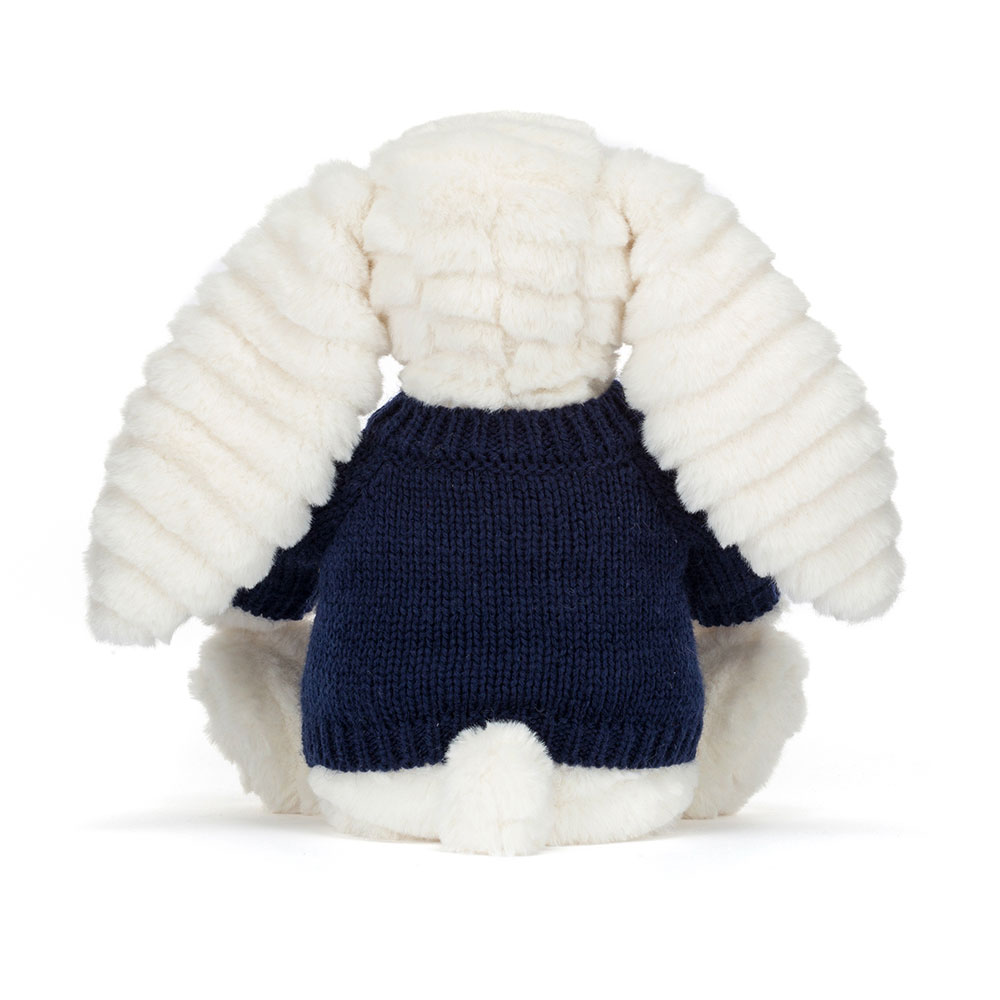 Bashful Luxe Bunny Nimbus With Personalised Navy Jumper, View 4