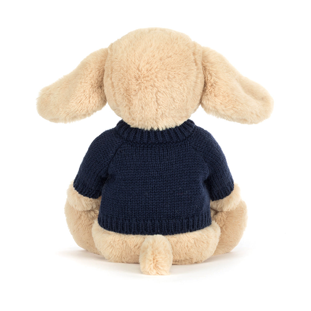 Bashful Luxe Puppy Orlando with Personalised Navy Jumper, View 3