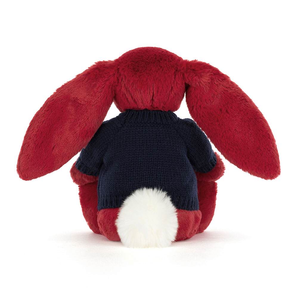Bashful Luxe Bunny Scarlett with Personalised Navy Jumper. View 4