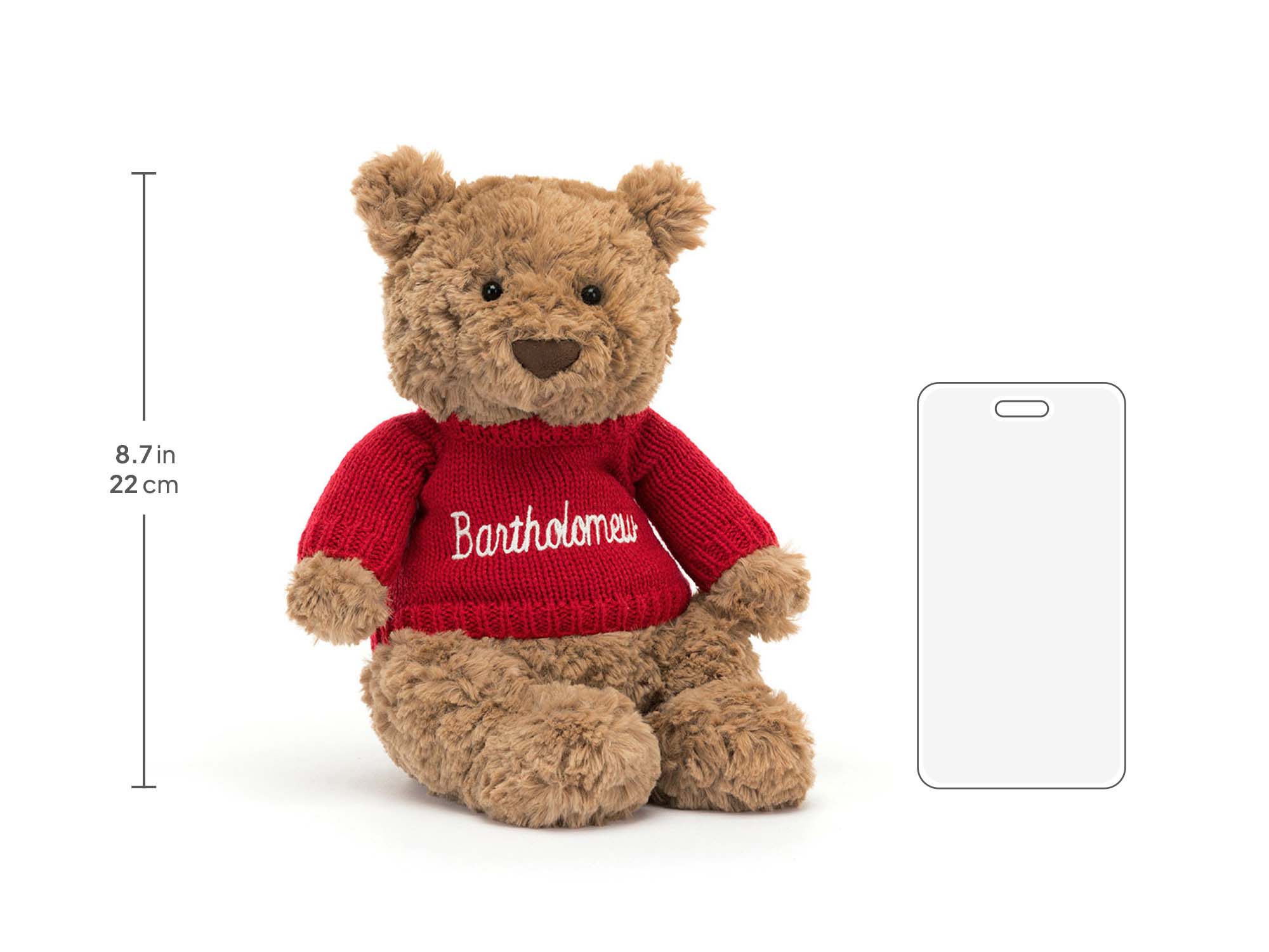 Bartholomew Bear with Personalized Red Jumper, size chart