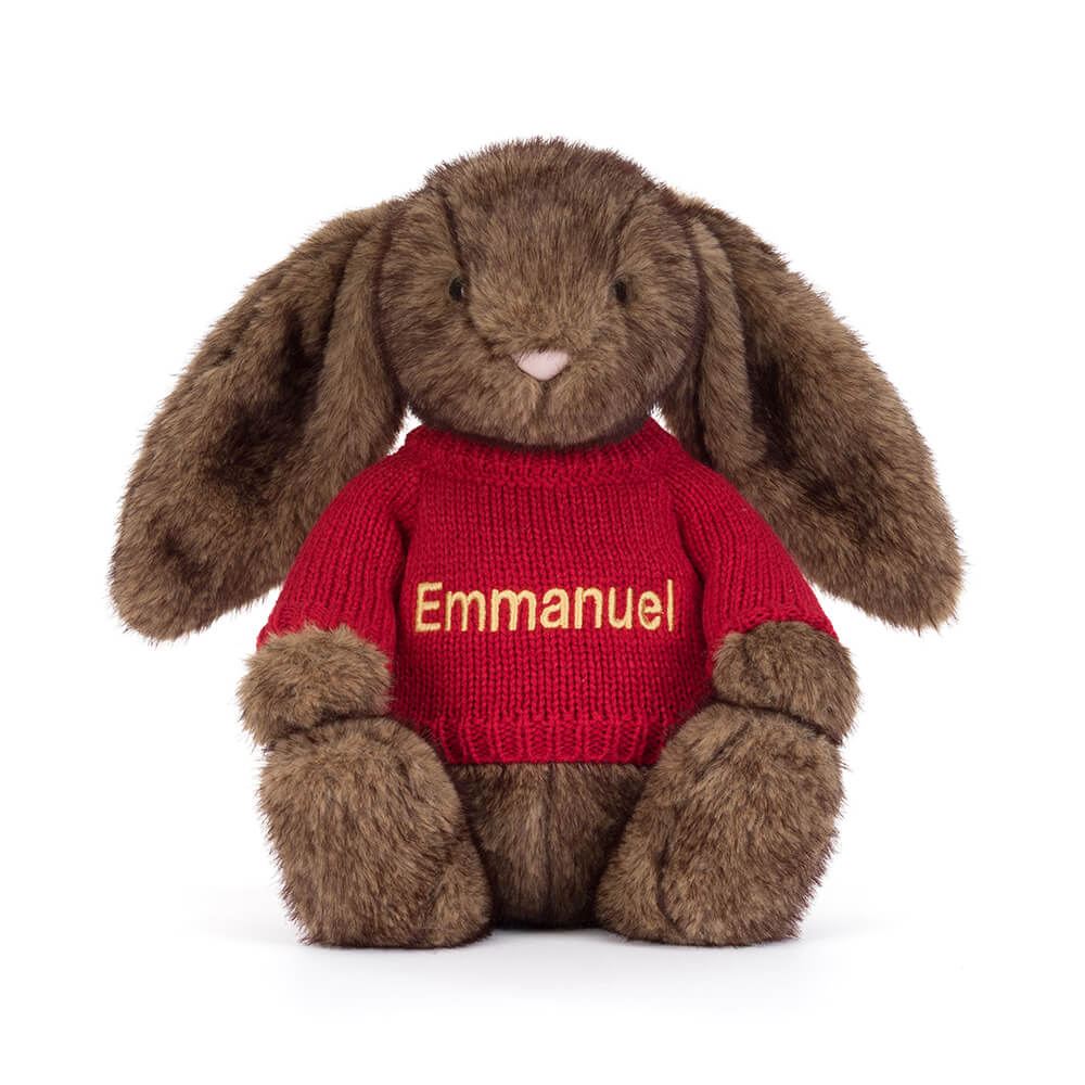 Hoppleston Luxe Bunny with Personalised Red Jumper, View 4