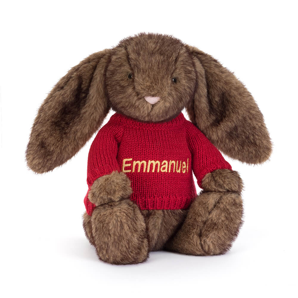 Hoppleston Luxe Bunny with Personalised Red Jumper, Main View