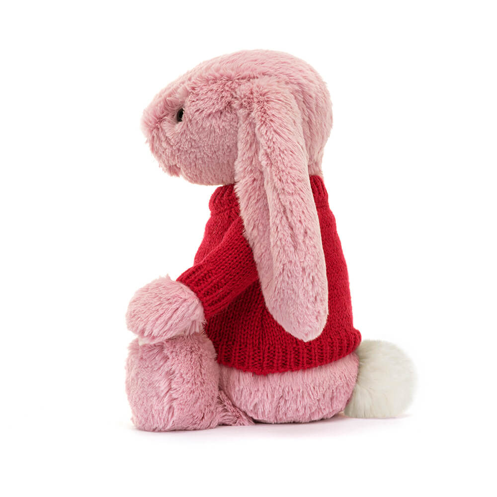 Bashful Tulip Pink Bunny with Personalised Red Jumper, View 2