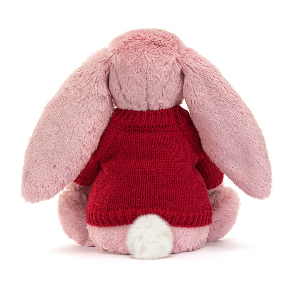 Bashful Tulip Pink Bunny with Personalised Red Jumper, View 3