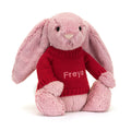 Bashful Tulip Pink Bunny with Personalised Red Jumper, View 4