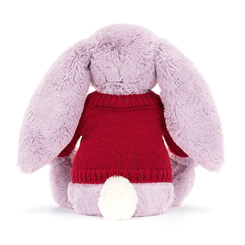 Bashful Lilac Bunny with Personalised Red Jumper, View 3