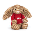 Bashful Luxe Bunny Juniper with Personalised Red Jumper, Main View