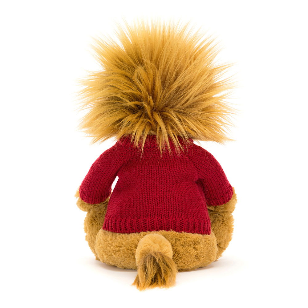 Bashful Lion with Personalised Red Jumper, View 3