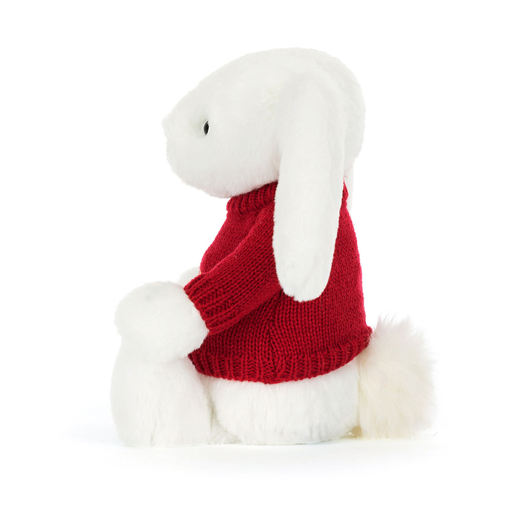 Bashful Luxe Bunny Luna with Personalised Red Jumper, View 3