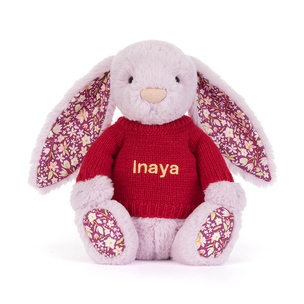 Thistlepop Blossom Luxe Bunny with Personalised Red Jumper, View 4