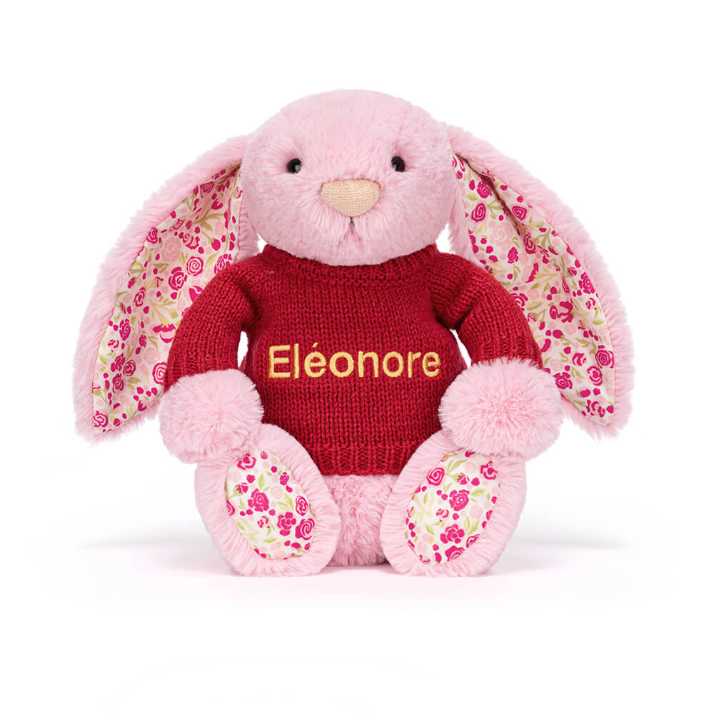 Blushkin Blossom Luxe Bunny with Personalised Red Jumper, View 4