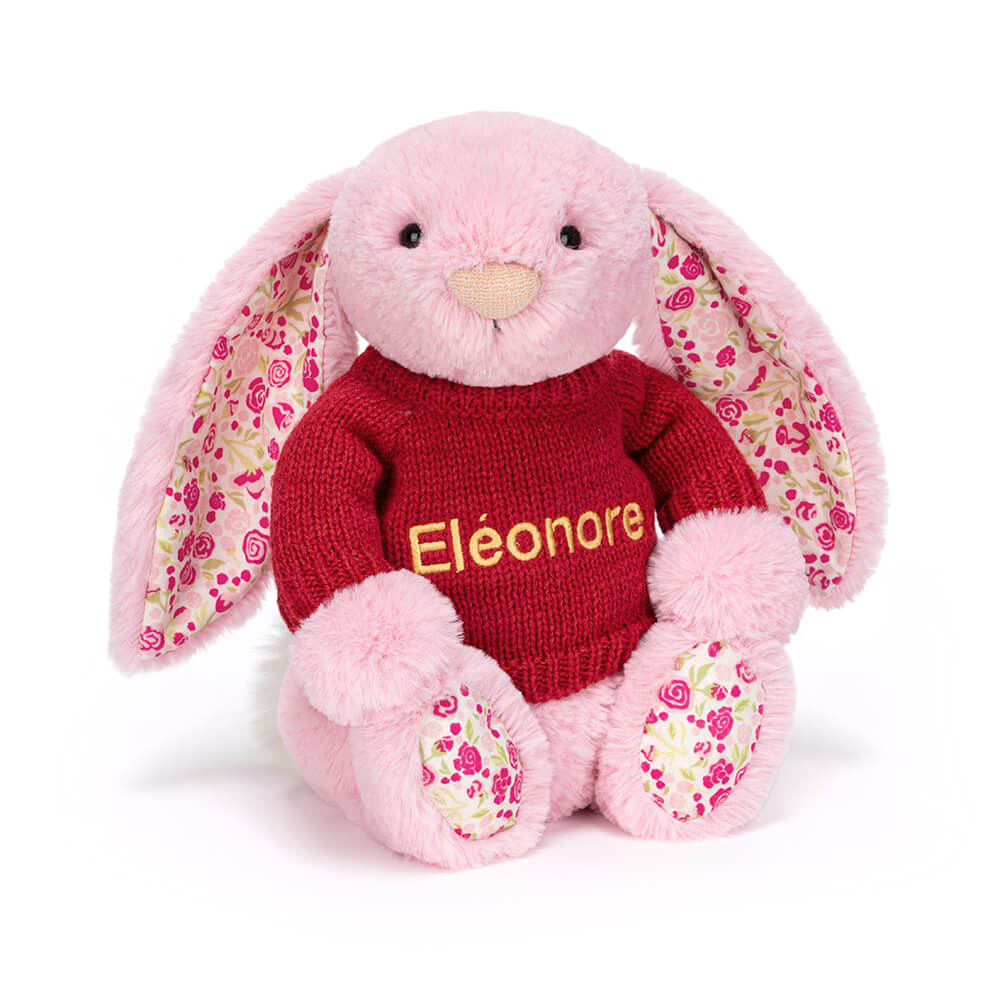 Blushkin Blossom Luxe Bunny with Personalised Red Jumper, Main View