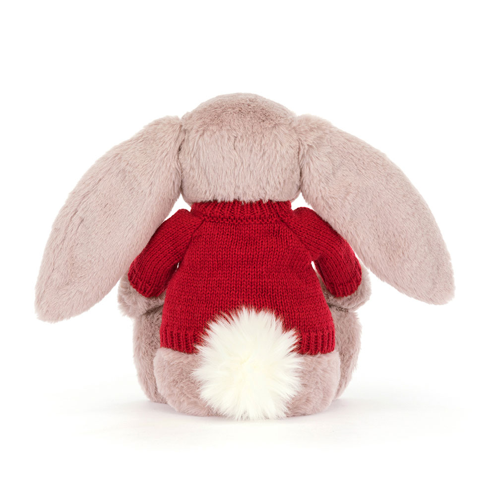 Bashful Luxe Bunny Rosa with Personalised Red Jumper, View 4