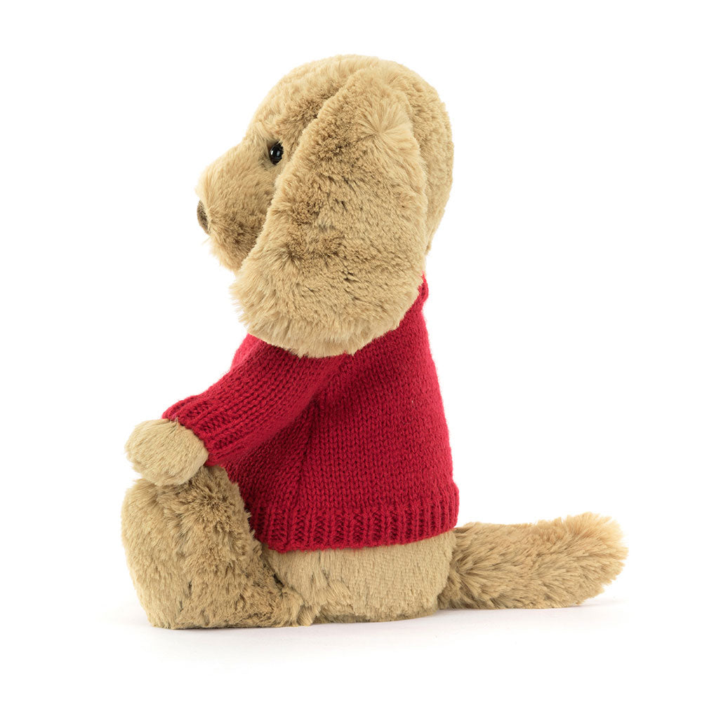 Bashful Toffee Puppy with Personalised Red Jumper, View 2