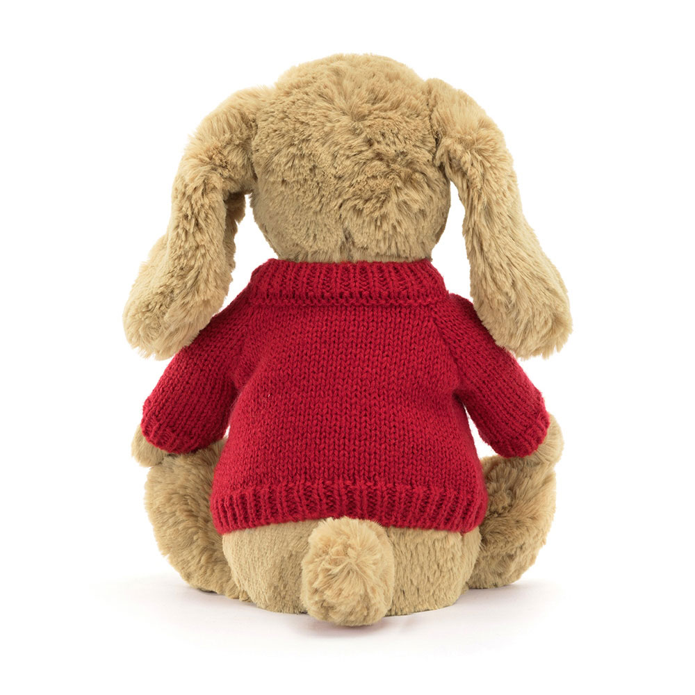 Bashful Toffee Puppy with Personalised Red Jumper, View 3