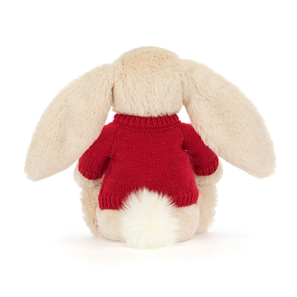 Bashful Luxe Bunny Willow with Personalised Red Jumper, View 4