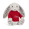 Blossom Silver Bunny 'Bloom' with Personalised Red Jumper, Main View