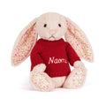 Blossom Blush Bunny 'Cherry' with Personalised Red Jumper, Main View