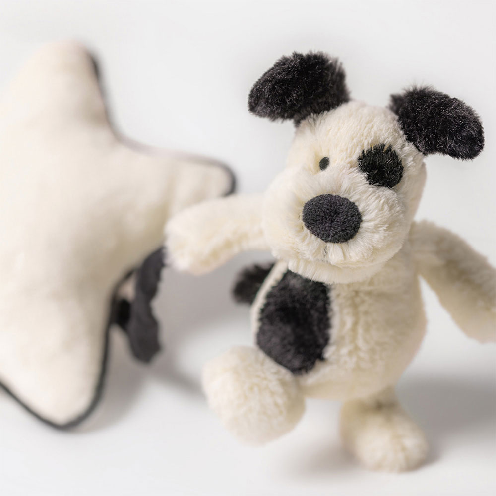 Bashful Black & Cream Puppy Musical Pull, View 1