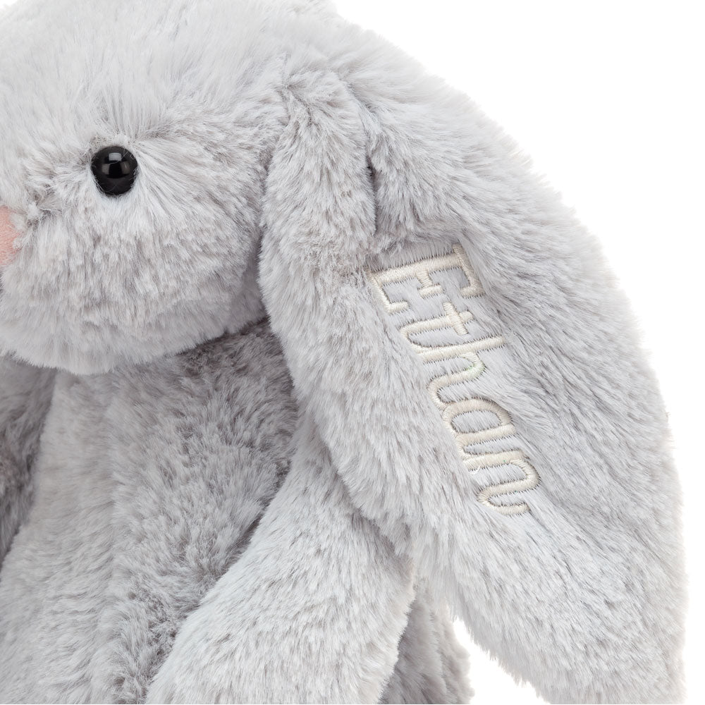 Personalised Bashful Silver Bunny Medium, View 2