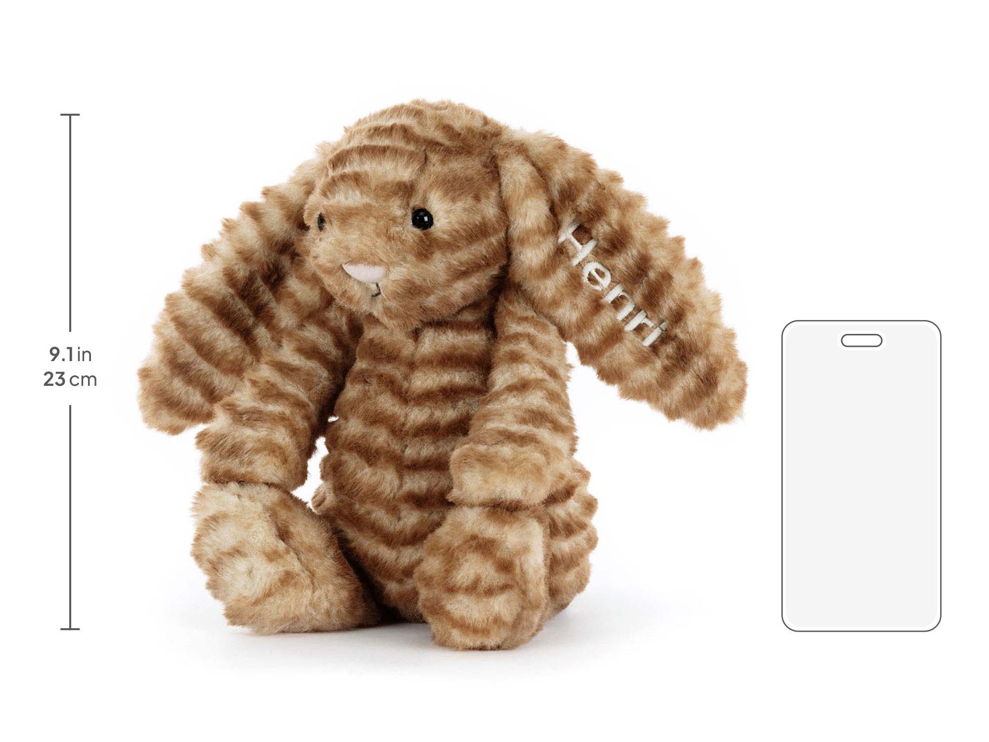 Personalized Bashful Luxe Bunny Juniper, size chart