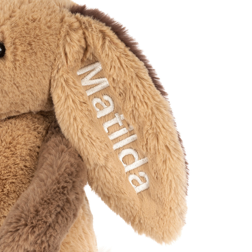 Personalised Bashful Patchwork Brown Bunny Original, View 2