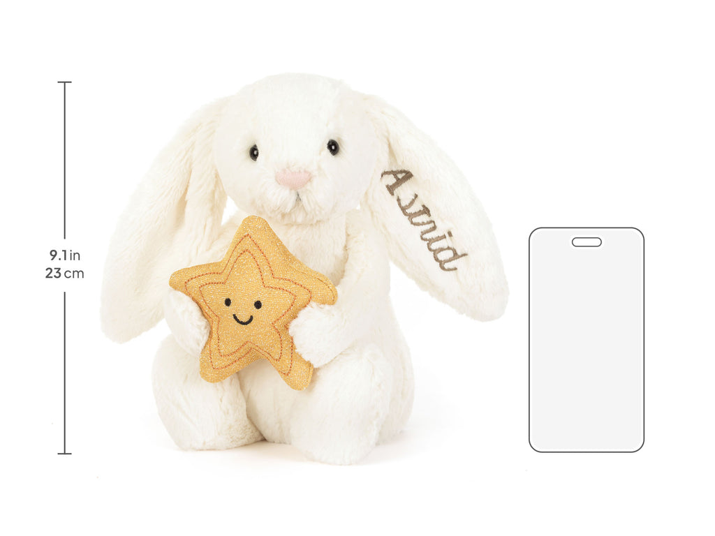 Personalised Cream Bunny with Star, size chart