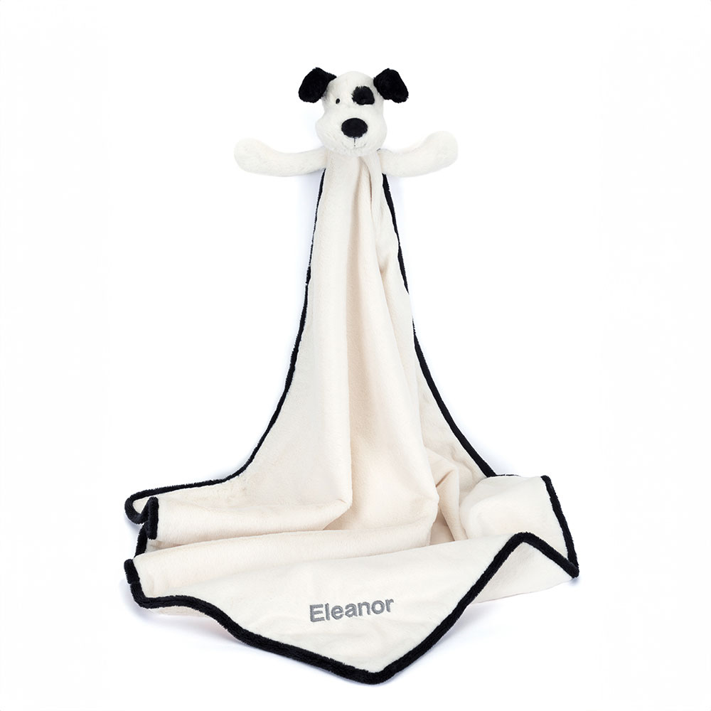 Personalised Bashful Black & Cream Puppy Blankie, Main View