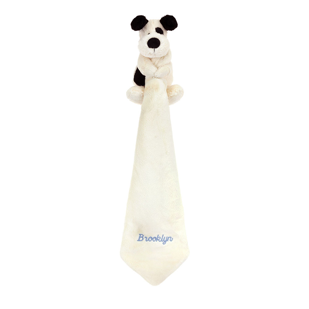 Personalised Bashful Black & Cream Puppy Soother, View 3